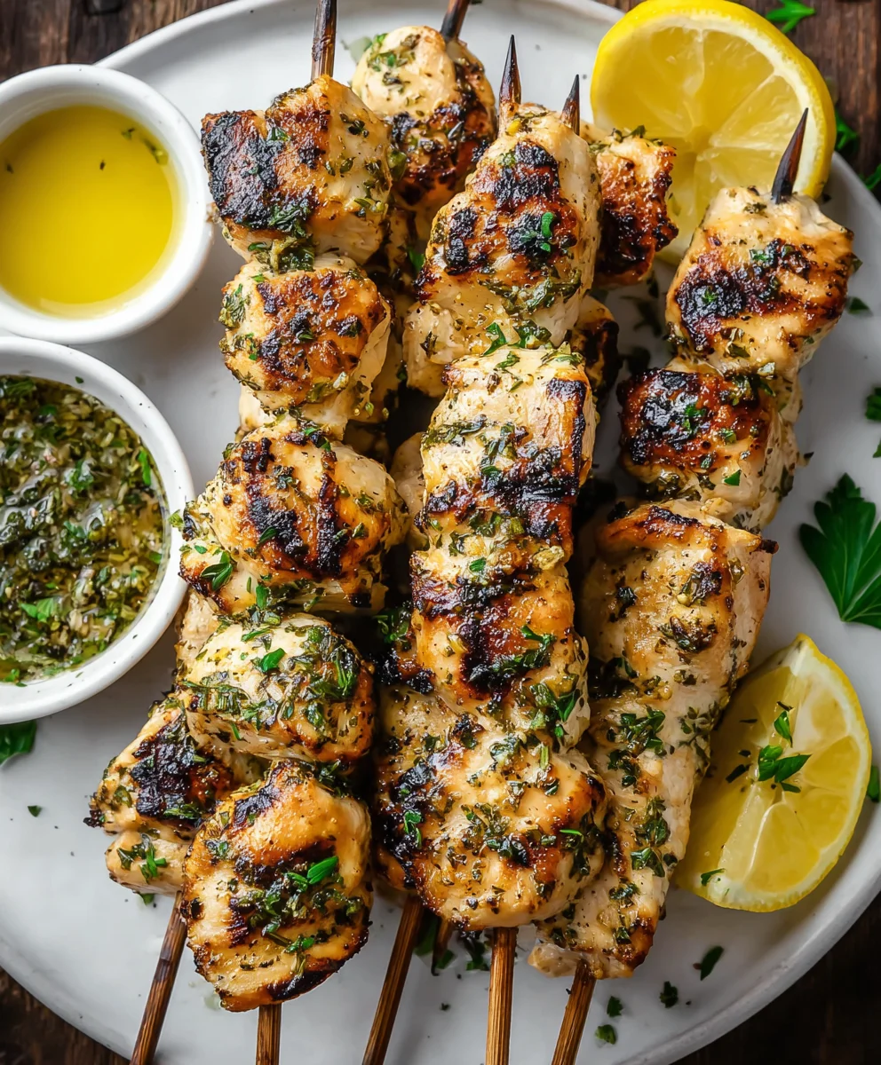 Lemon Herb Chicken Skewers- Easy & Flavorful Grilling