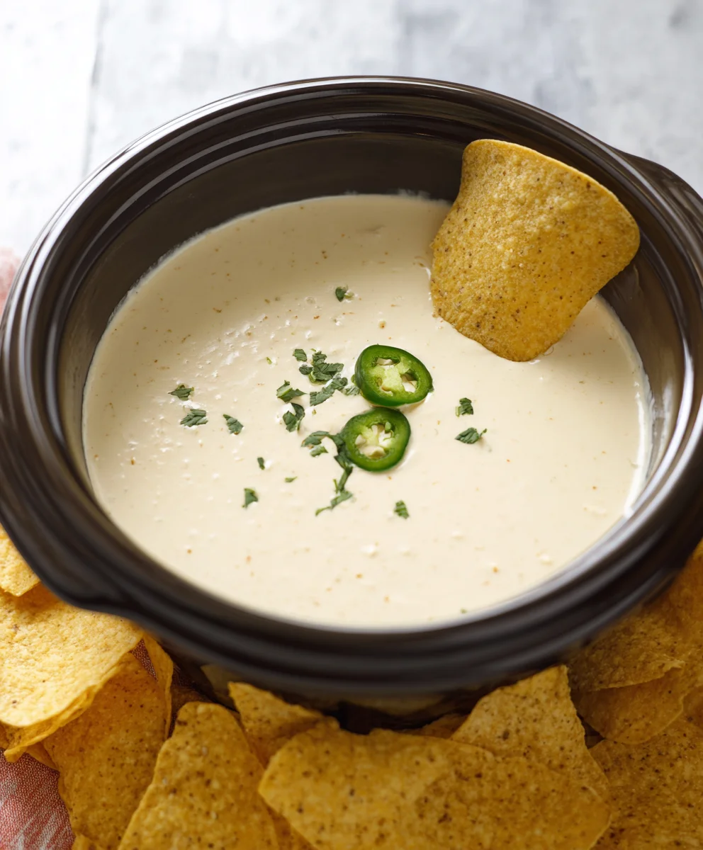 Easy Crockpot White Queso Dip Recipe-Gourmet Flavor