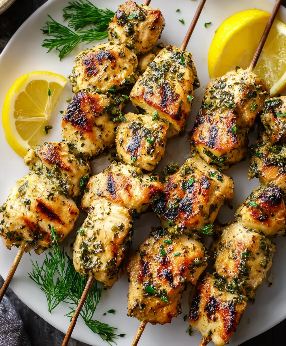 Lemon Herb Chicken Skewers- Easy & Flavorful Grilling