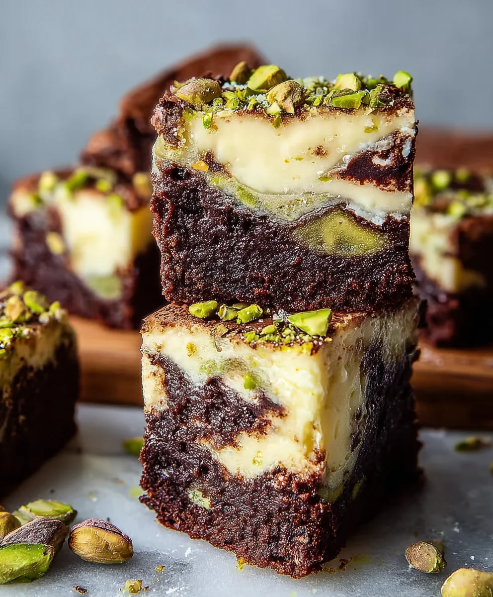 Pistachio Cheesecake Brownies-Rich Decadent Dessert