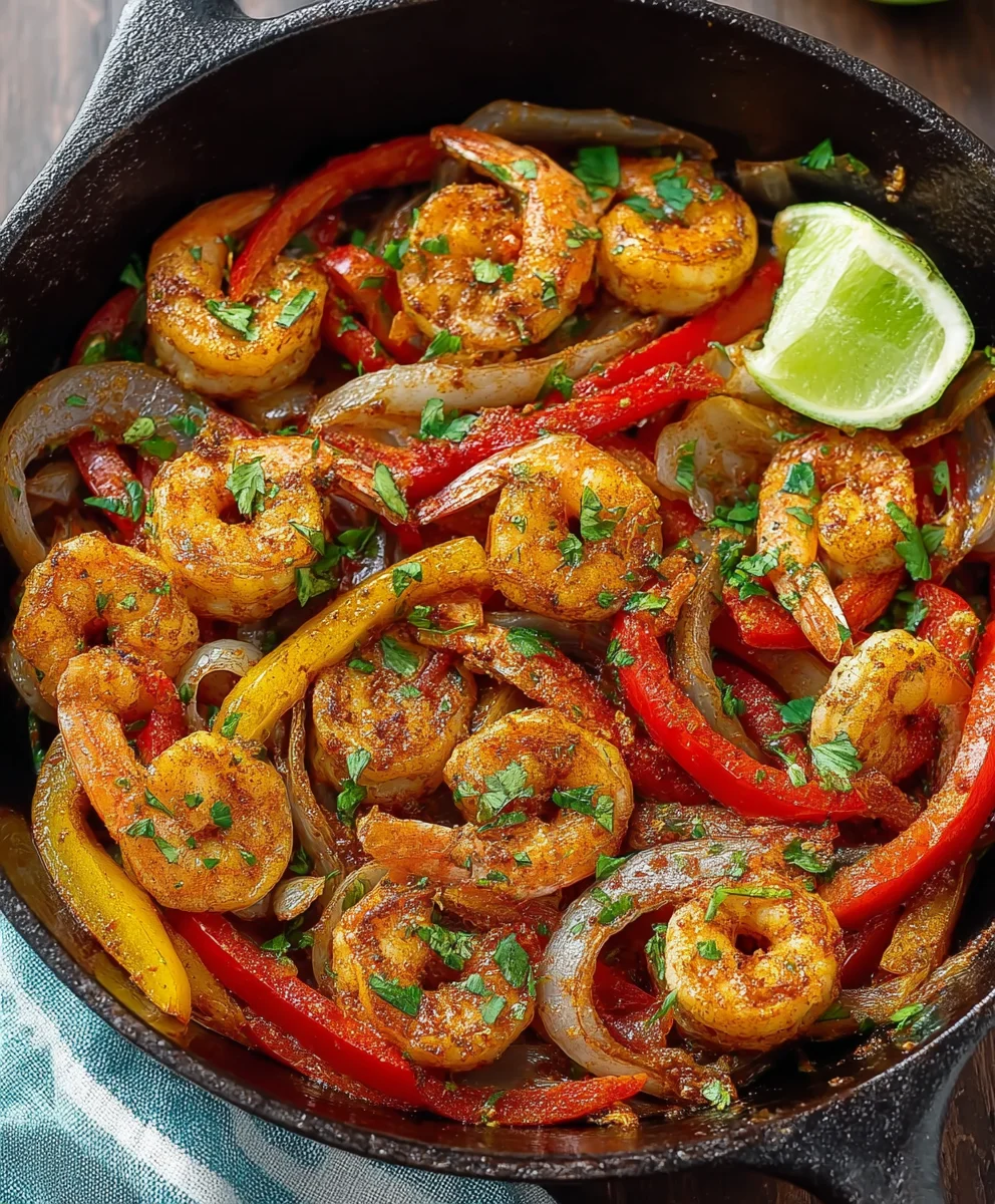 Quick Skillet Shrimp Fajitas- Easy & Flavorful Dinner