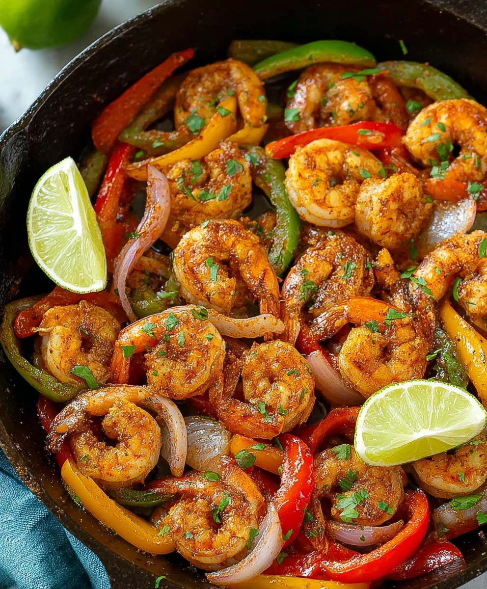 Quick Skillet Shrimp Fajitas- Easy & Flavorful Dinner