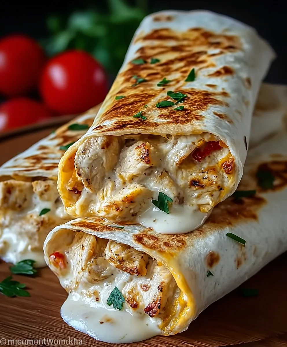 Easy Cheesy Chicken Garlic Wraps Recipe