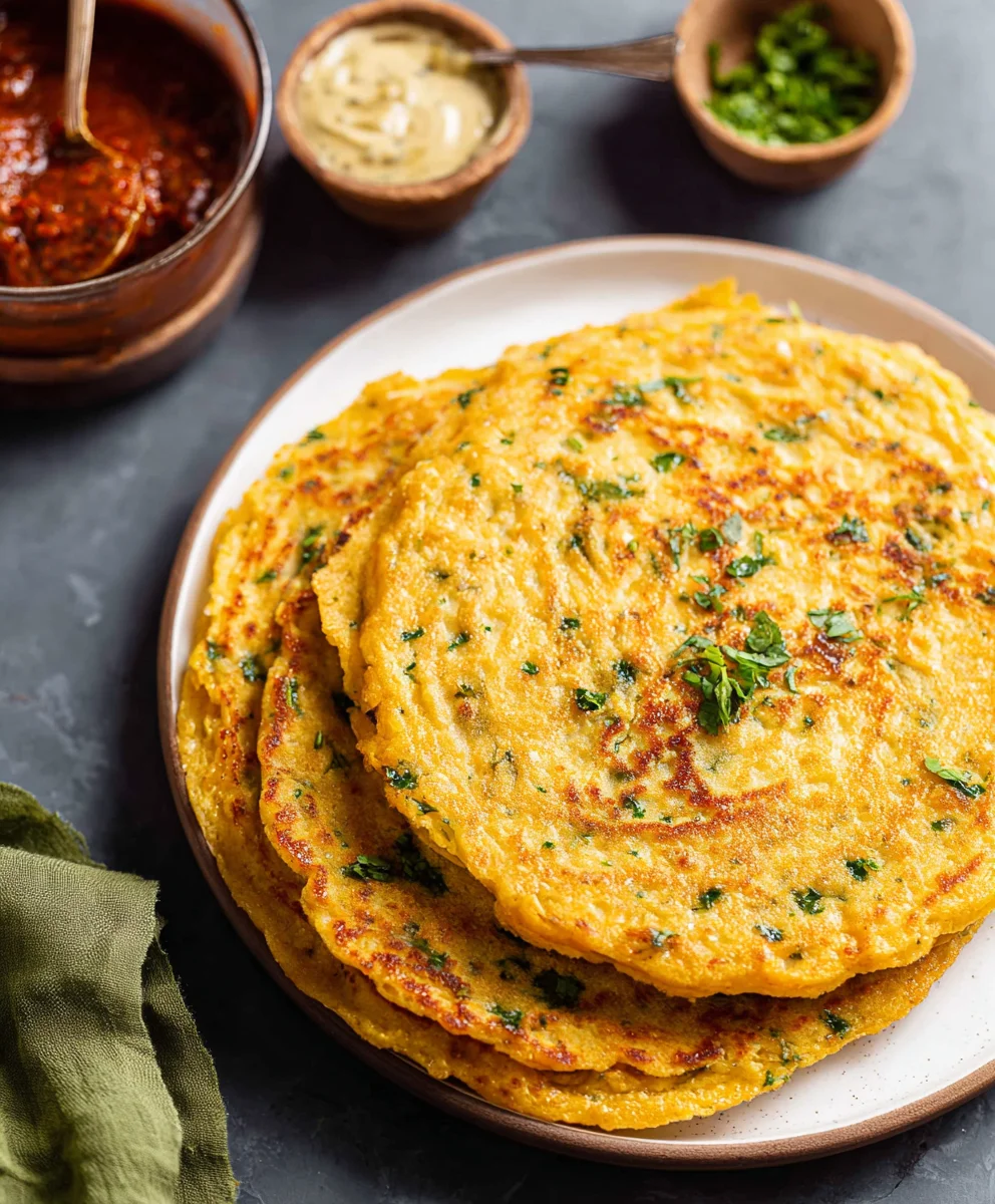 Masoor Dal Chilla - Delicious Savory Red Lentil Pancakes