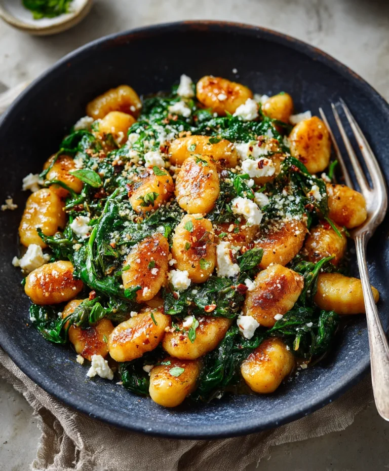 Crispy Gnocchi Spinach Feta Easy Recipe
