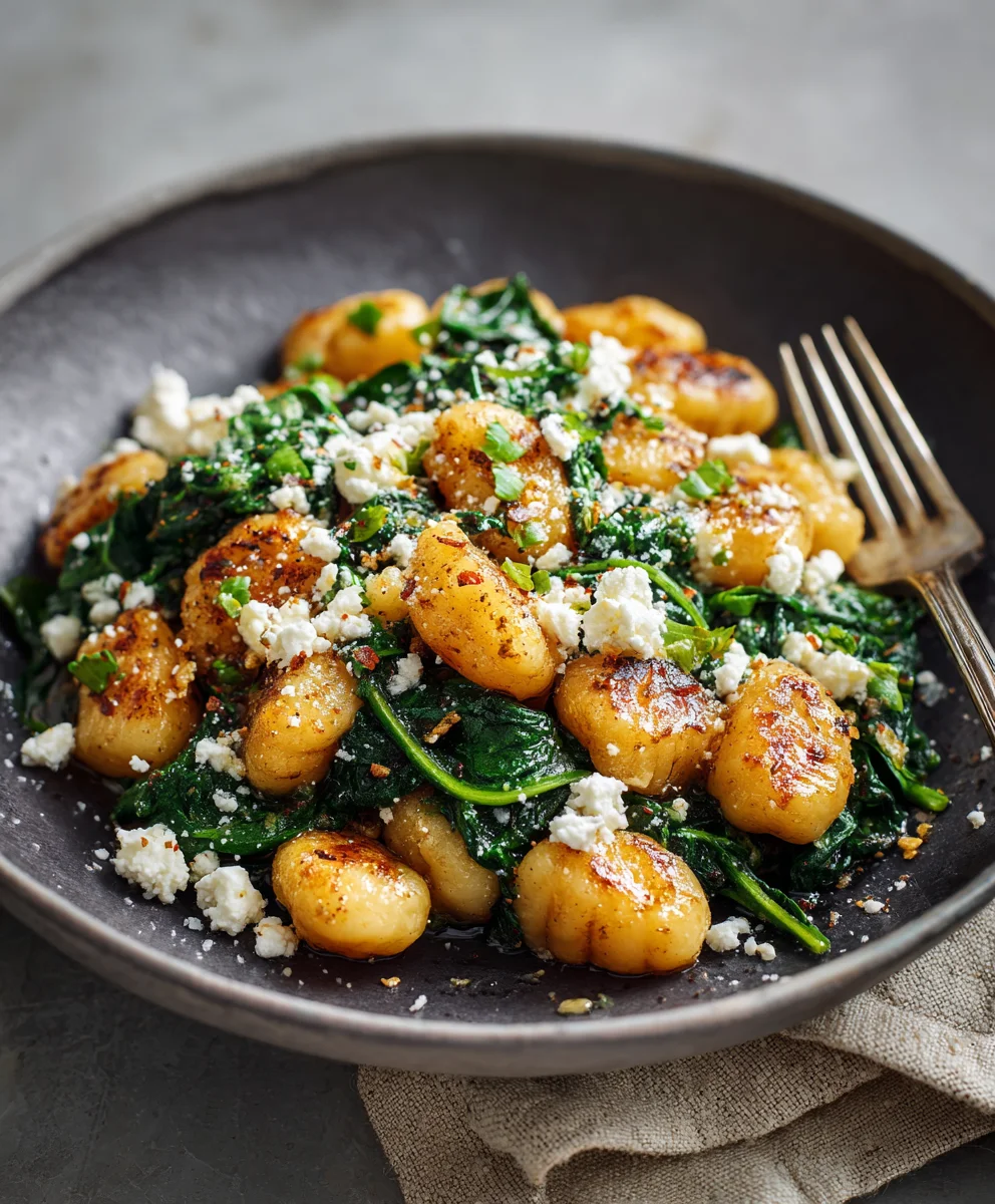 Crispy Gnocchi Spinach Feta Easy Recipe