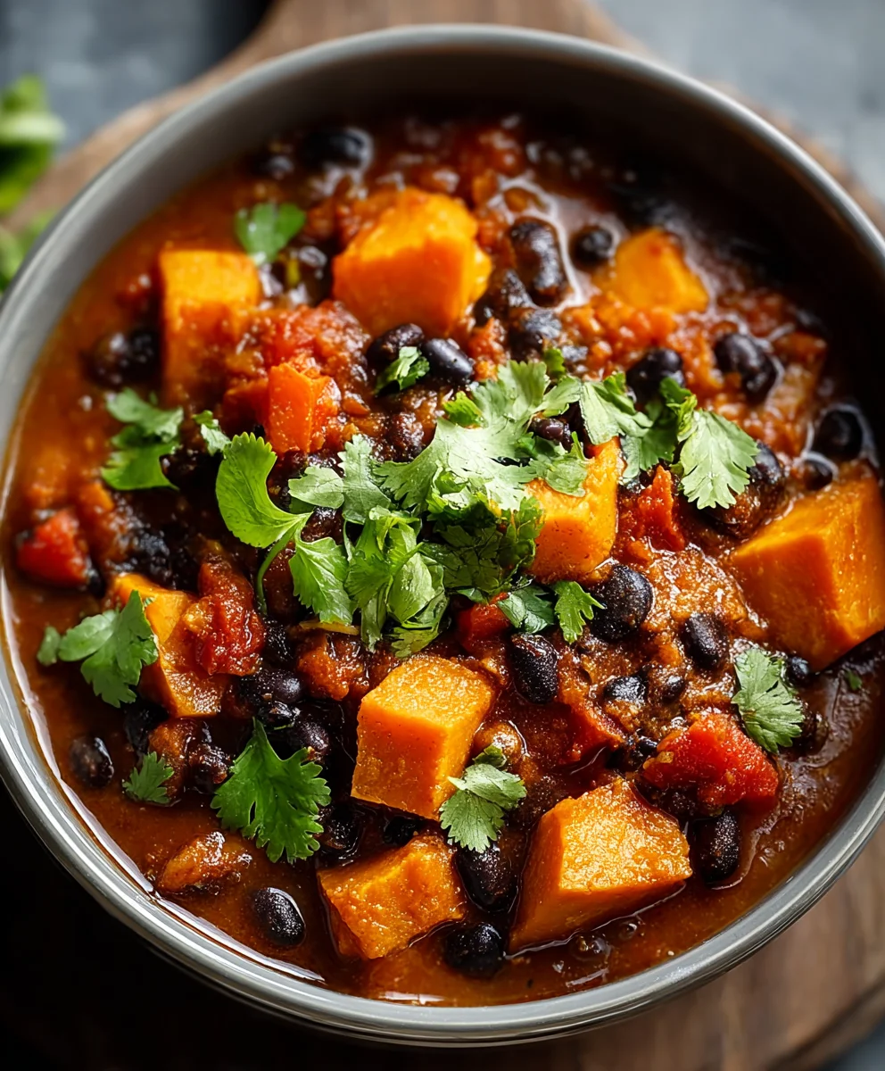 Hearty Sweet Potato Black Bean Chili - Easy & Delicious