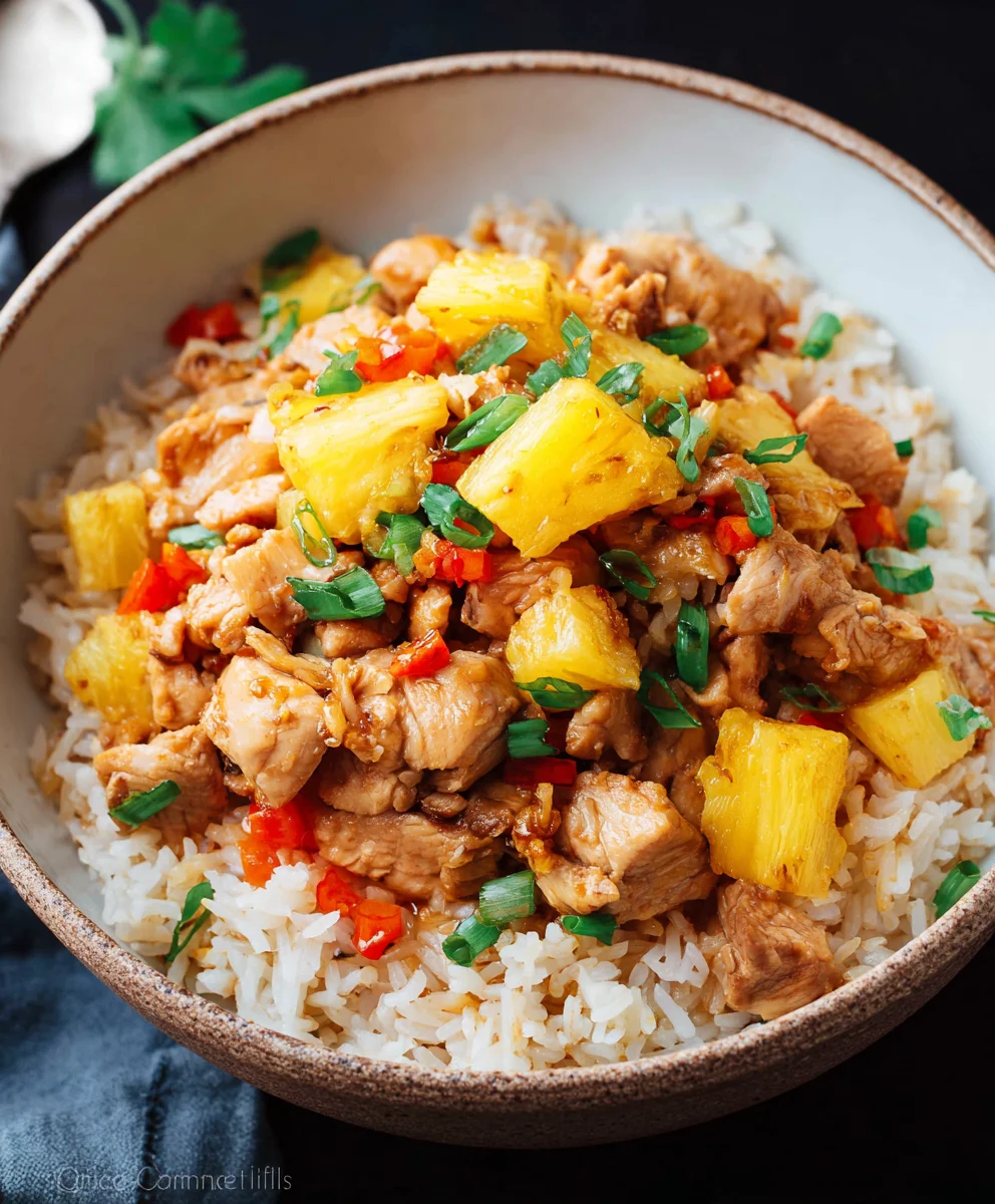 Sweet Pineapple Chicken Rice-Easy Weeknight Dinner