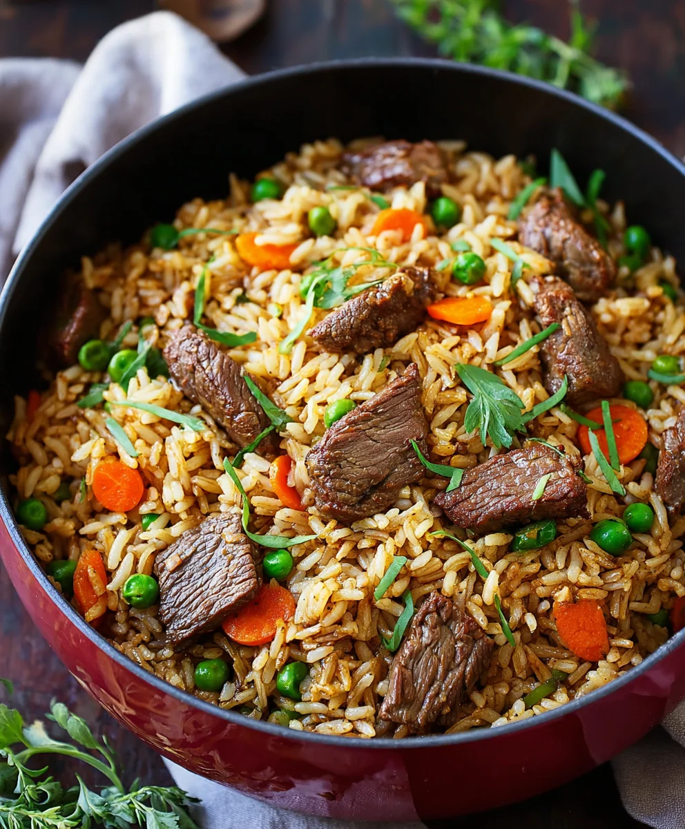 Hearty Beef Rice Plov Recipe- Flavorful Uzbek Dish