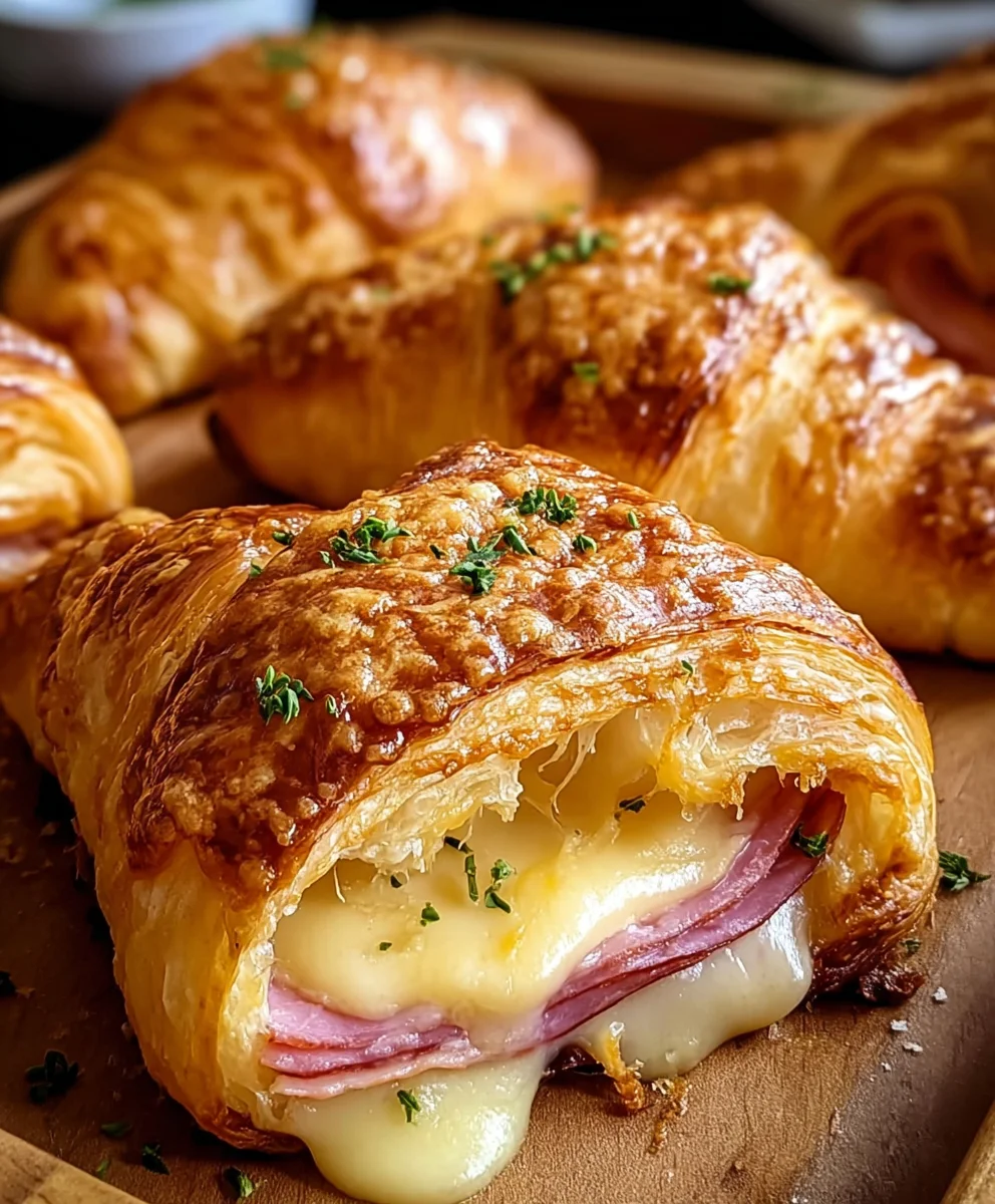 Baked Beef Beef Ham Cheese Croissants- Easy Appetizer