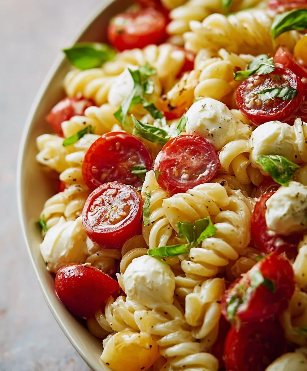 Creamy Caprese Pasta Salad Recipe-Easy & Delicious