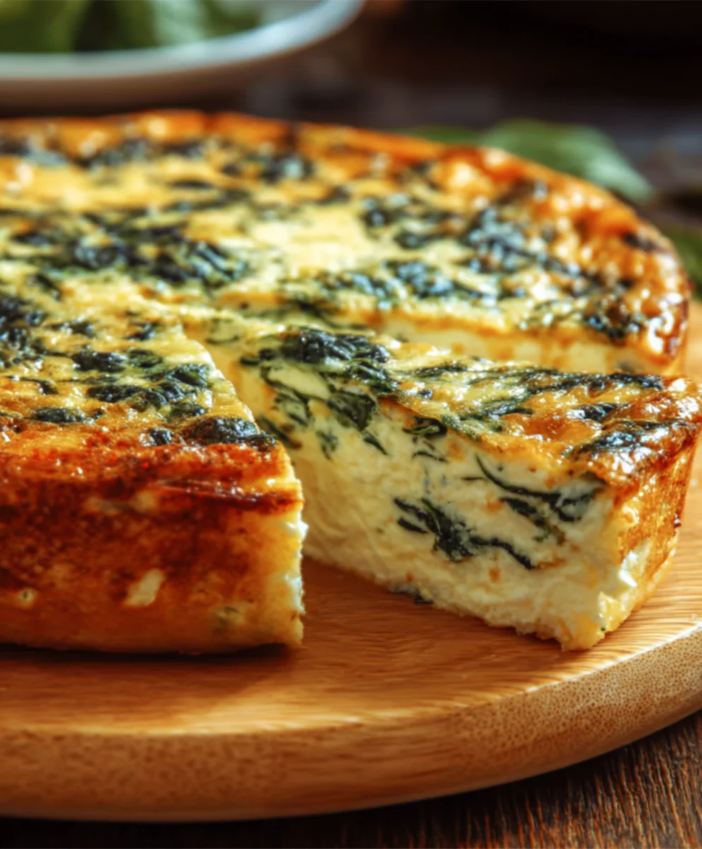Spinach Cottage Cheese Crustless Quiche - Easy & Delicious