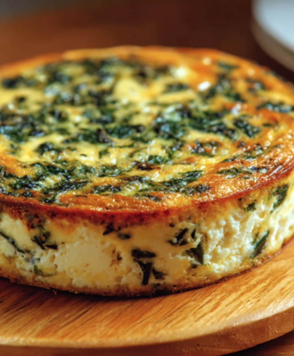 Spinach Cottage Cheese Crustless Quiche - Easy & Delicious