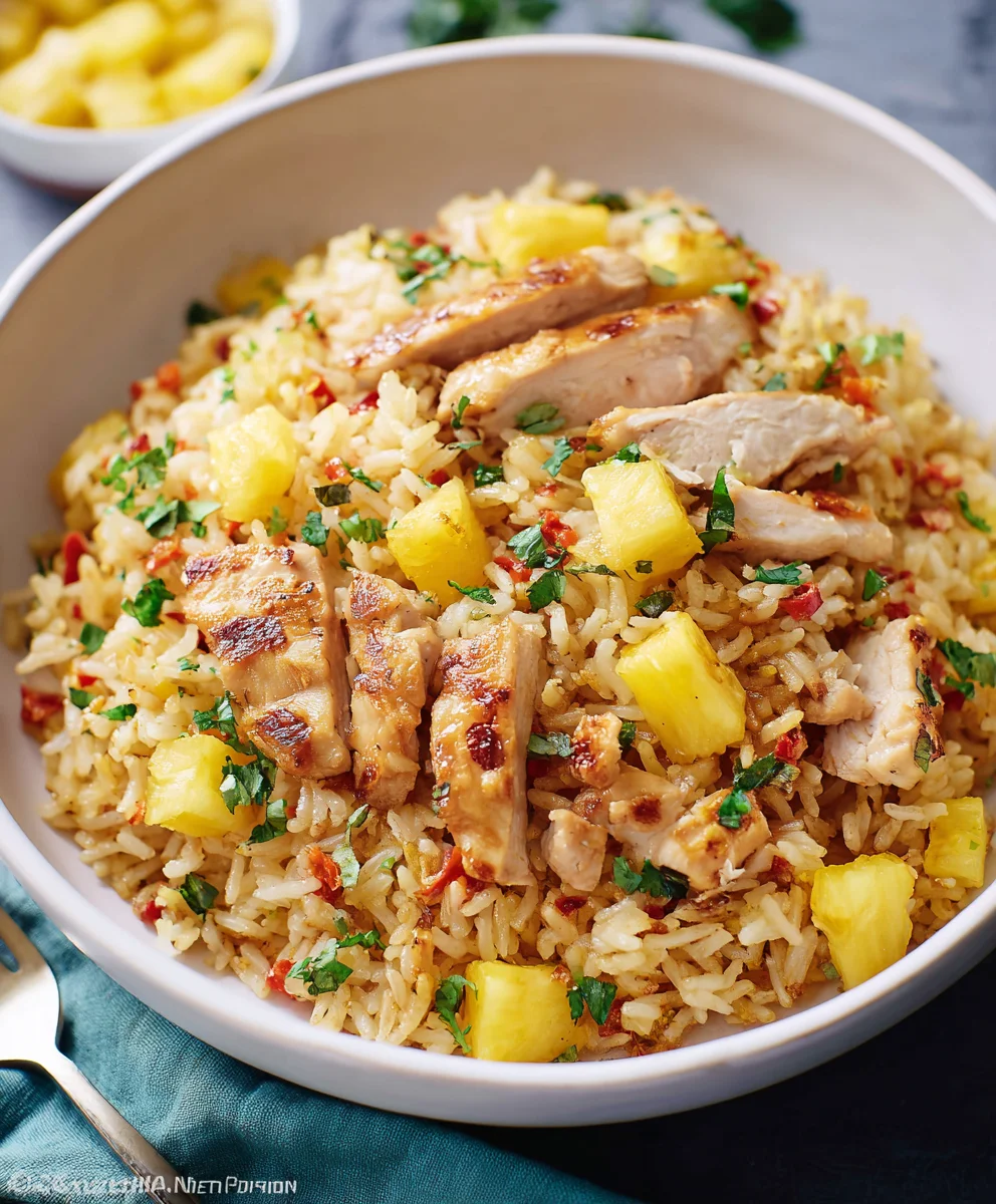 Sweet Pineapple Chicken Rice-Easy Weeknight Dinner