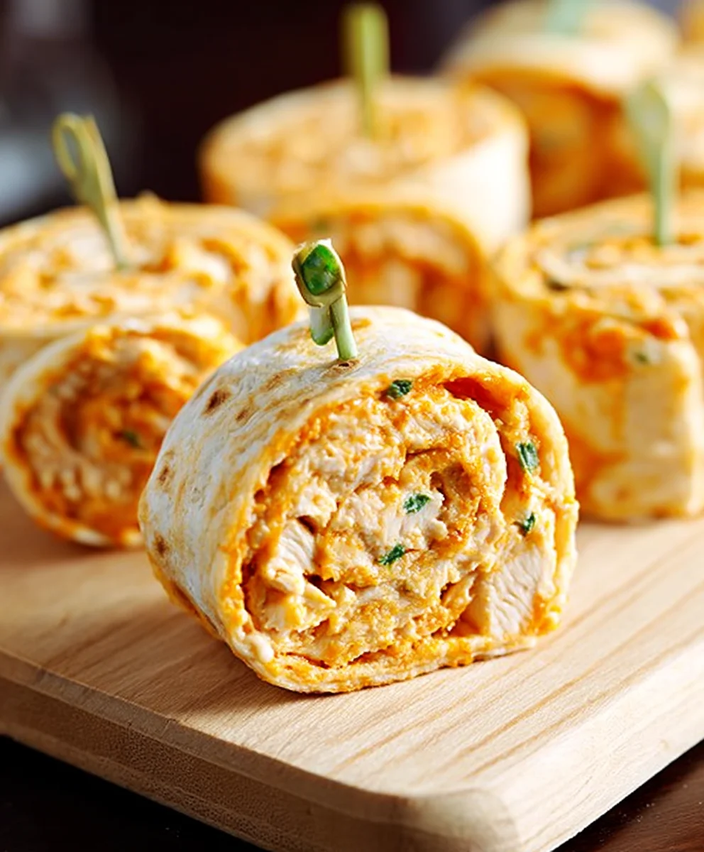 Spicy Buffalo Chicken Tortilla Pinwheels- Easy Appetizer