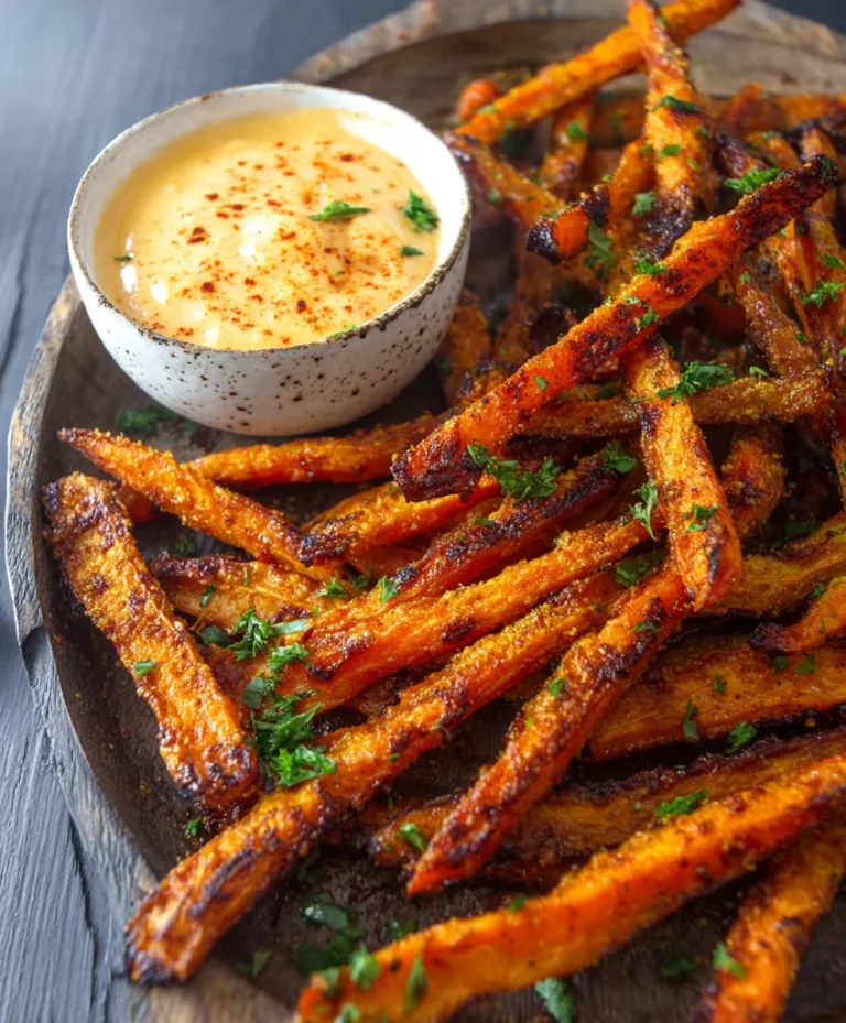 Baked Carrot Fries – Paprika Garlic Aioli Dipping