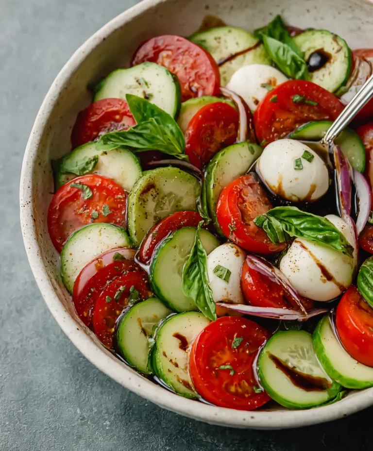 Fresh Cucumber Caprese Salad- Light & Refreshing Recipe