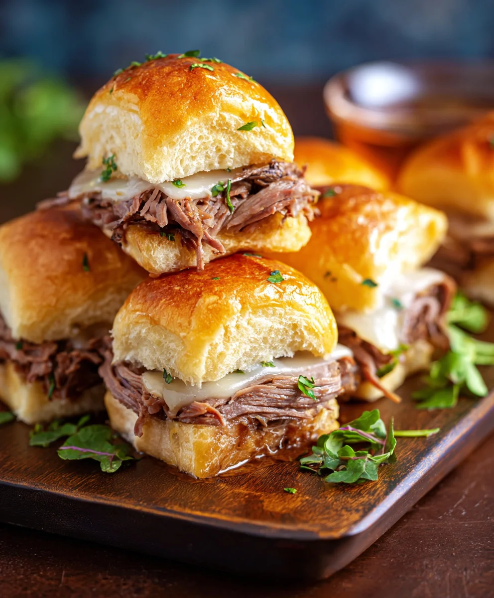 Easy French Dip Sliders-Flavorful Beef Appetizer
