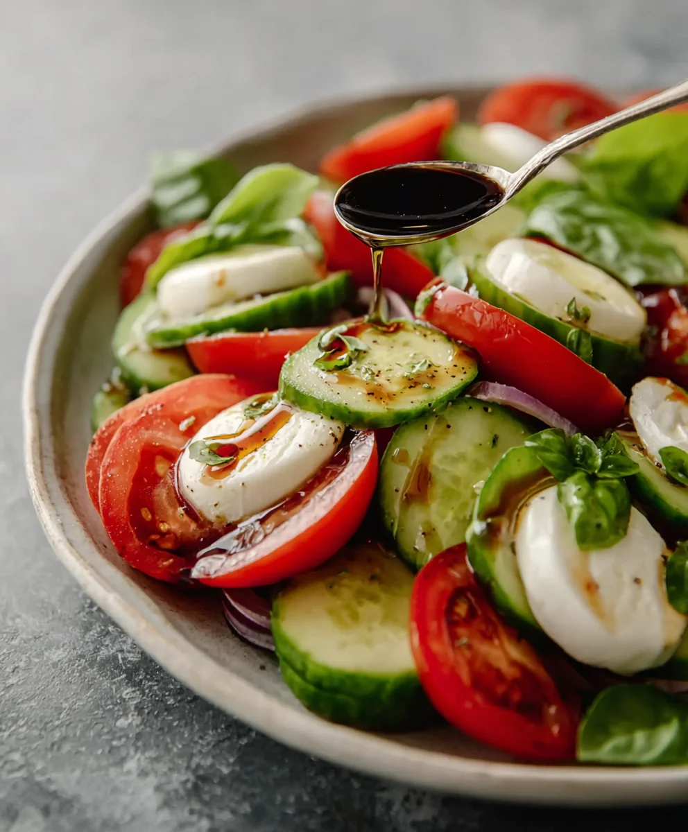 Fresh Cucumber Caprese Salad- Light & Refreshing Recipe