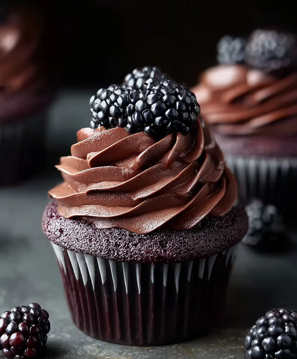 Decadent Dark Chocolate Blackberry Cupcakes Recipe