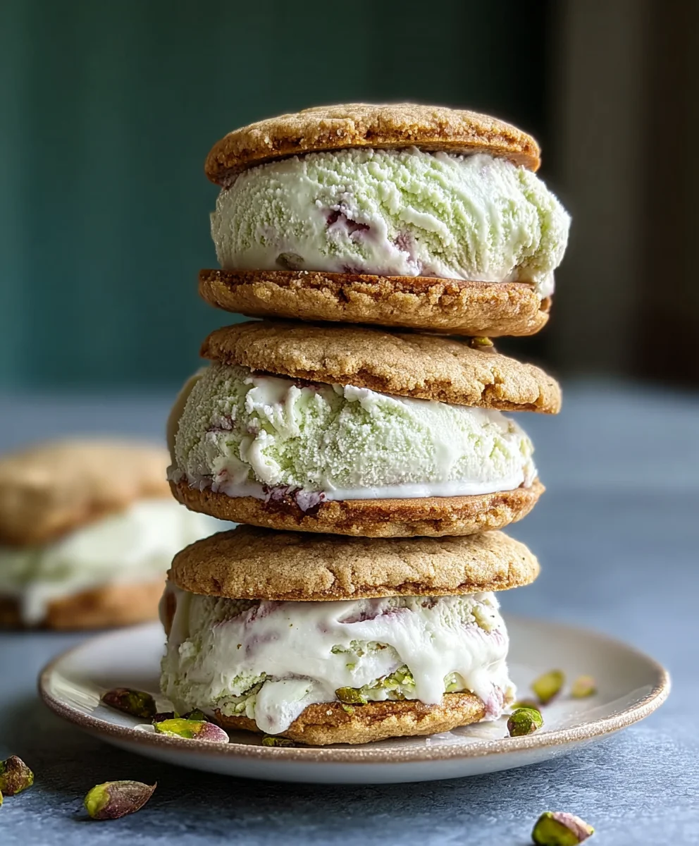 Pistachio Cookie Ice Cream Sandwiches Delight