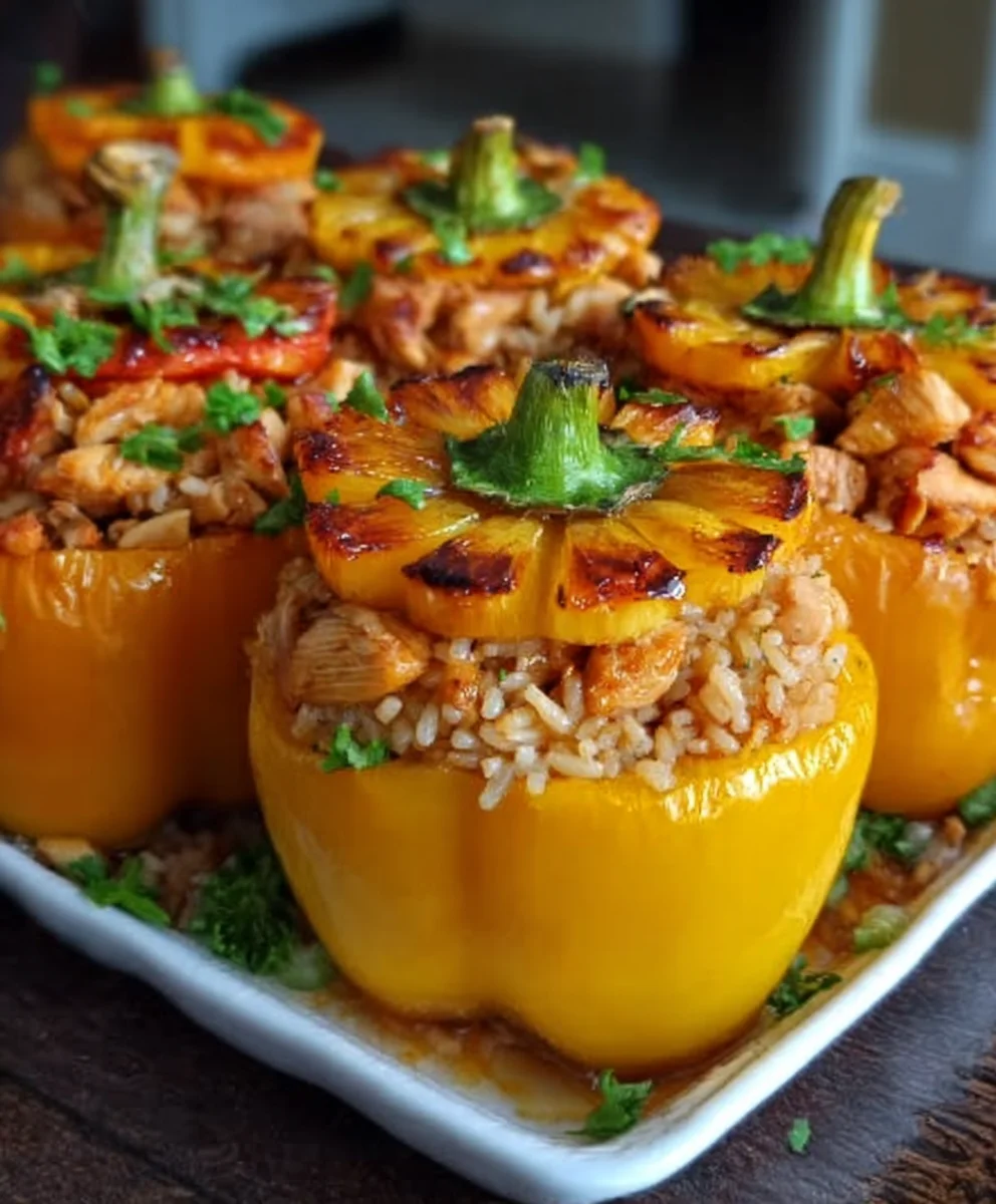 Teriyaki Pineapple Chicken Stuffed Peppers Recipe