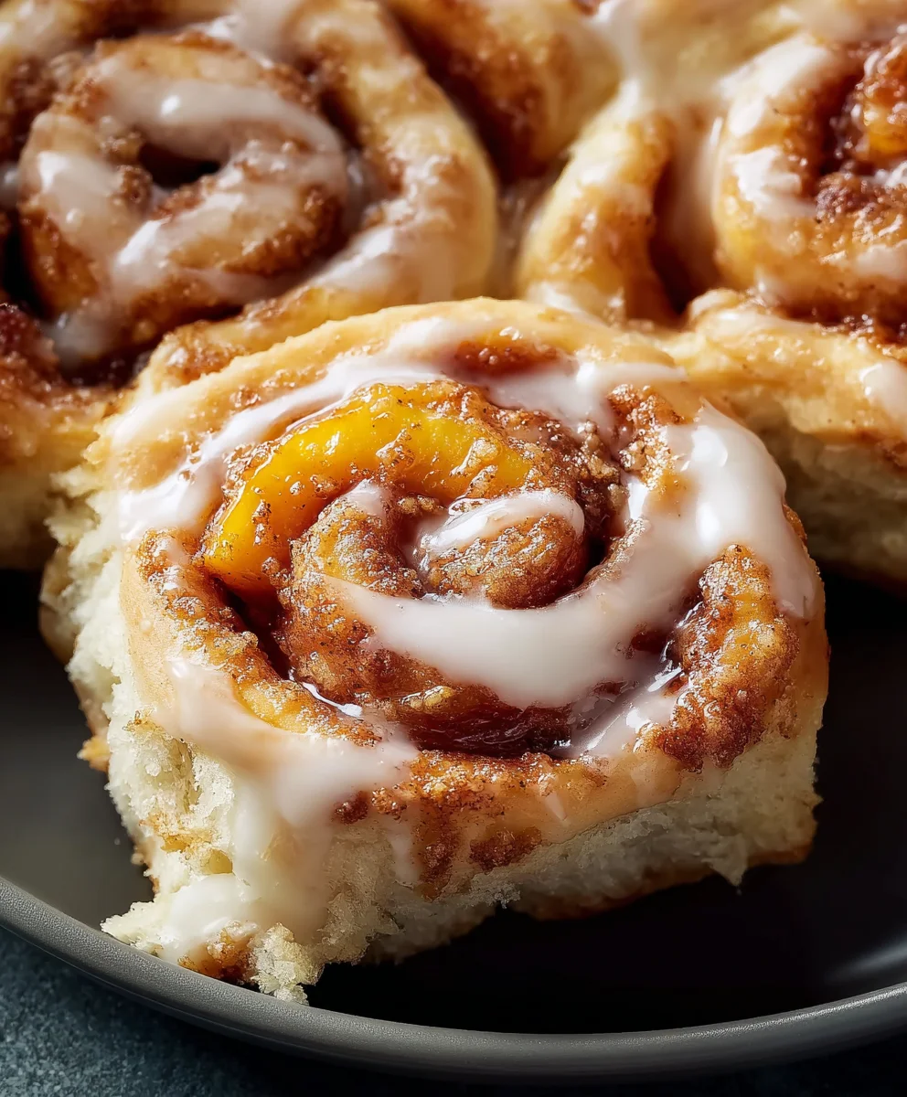 Peach Cobbler Cinnamon Rolls-Sweet Summer Treat