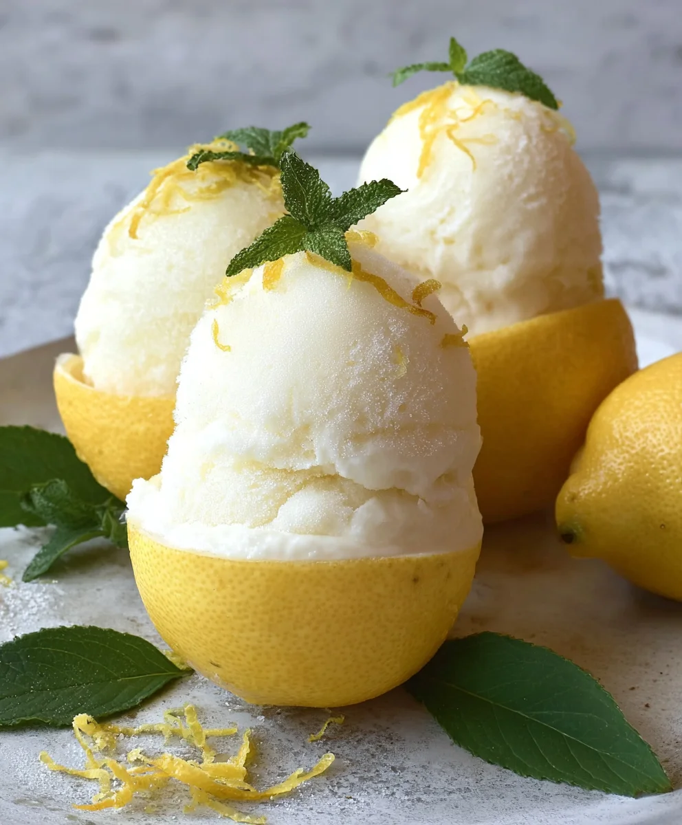 Frozen Lemon Shell Sorbetto- Refreshing Dessert