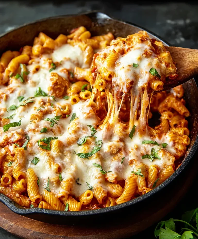 Easy Chicken Parmesan Pasta Skillet Dinner