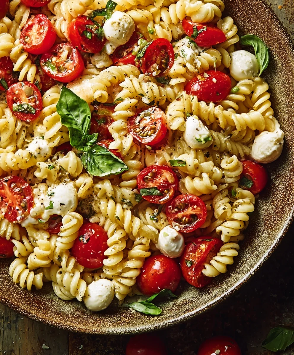Creamy Caprese Pasta Salad Recipe-Easy & Delicious
