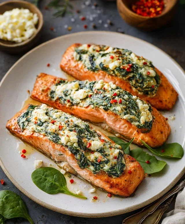 Stuffed Salmon With Spinach & Feta (30 minutes!)