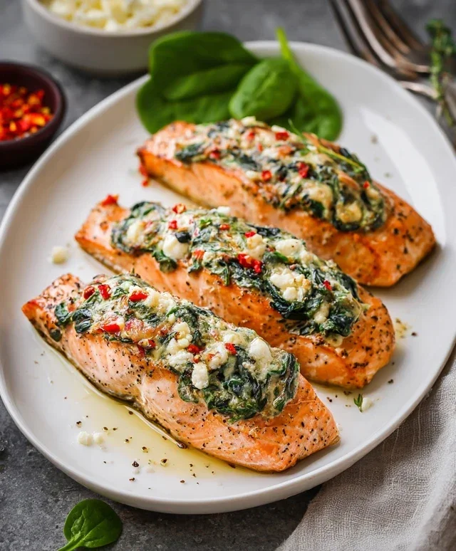 Stuffed Salmon With Spinach & Feta (30 minutes!)