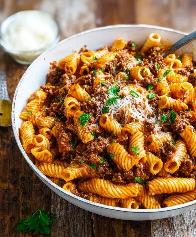 Beef Pasta in Tomato Sauce {Beef Ragu Pasta}