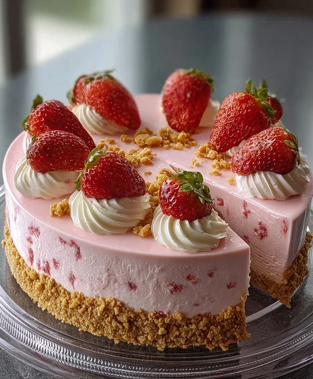 Pink Strawberry Crunch Cheesecake