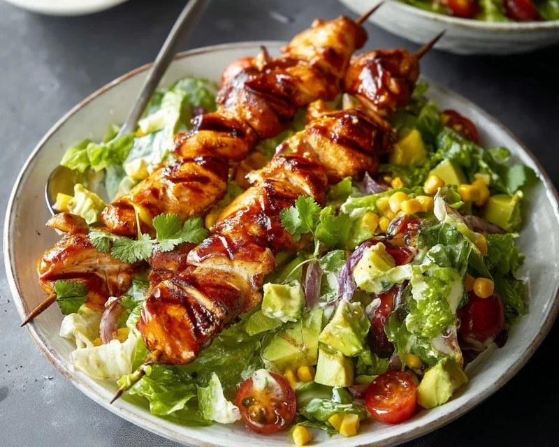 BBQ Chicken Skewer Salad