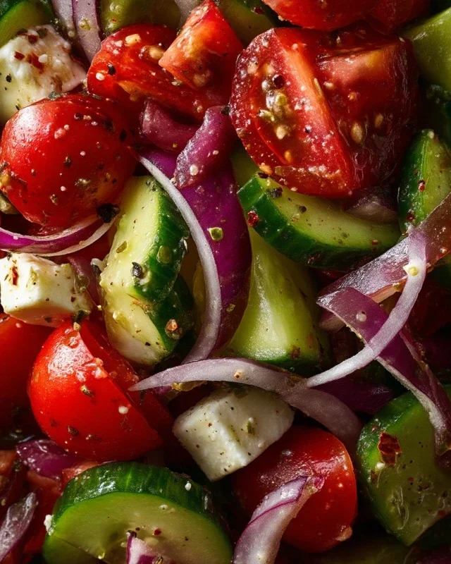 Mediterranean Salad with Cucumber, Tomato and Onion