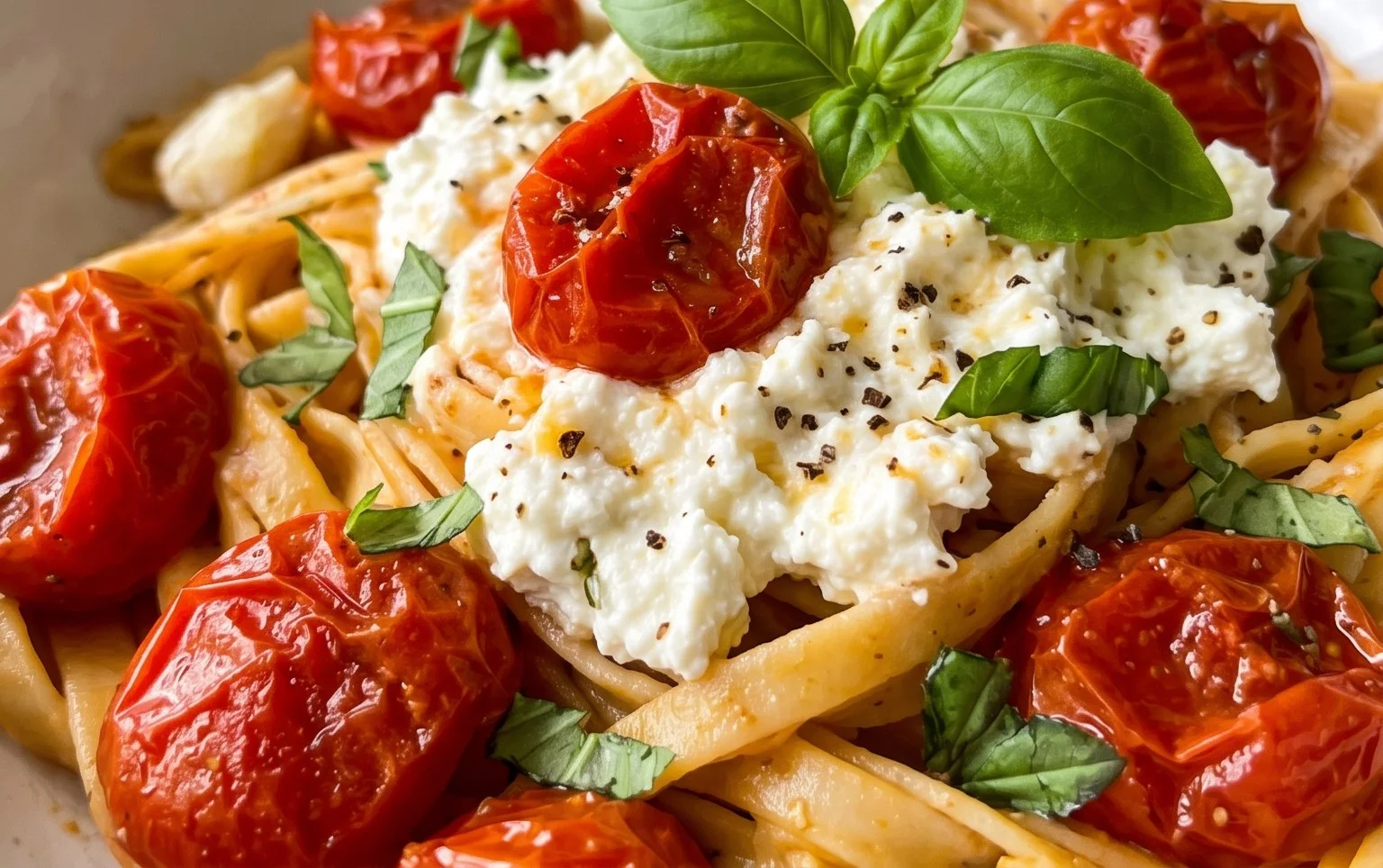 Roasted Tomato and Garlic Ricotta Pasta