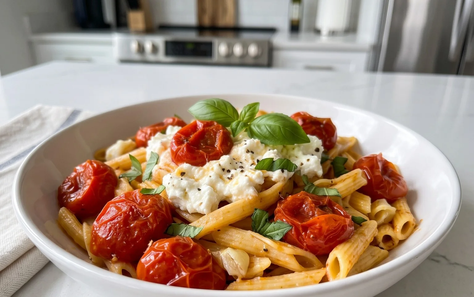 Roasted Tomato and Garlic Ricotta Pasta