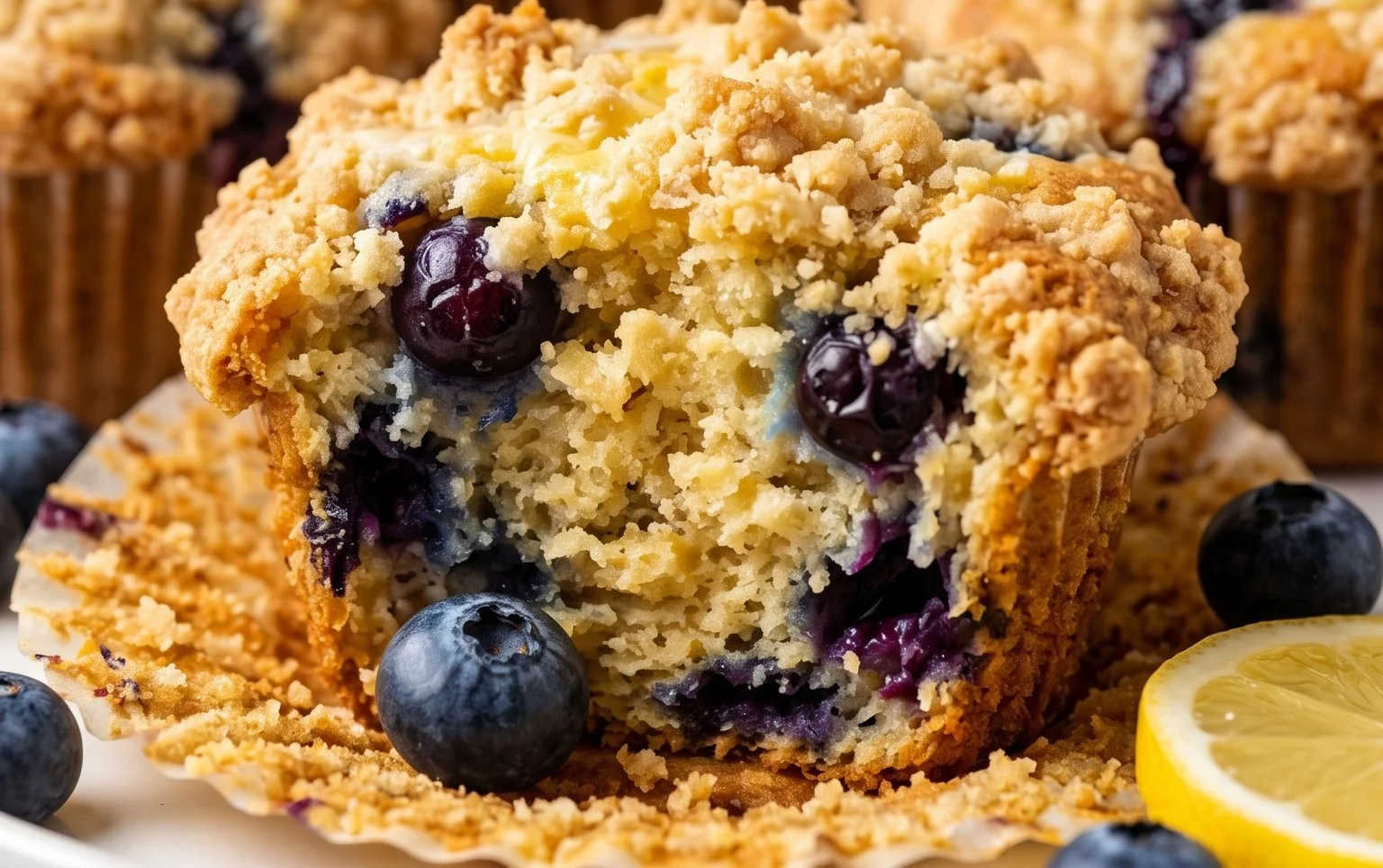 Lemon Blueberry Streusel Muffins