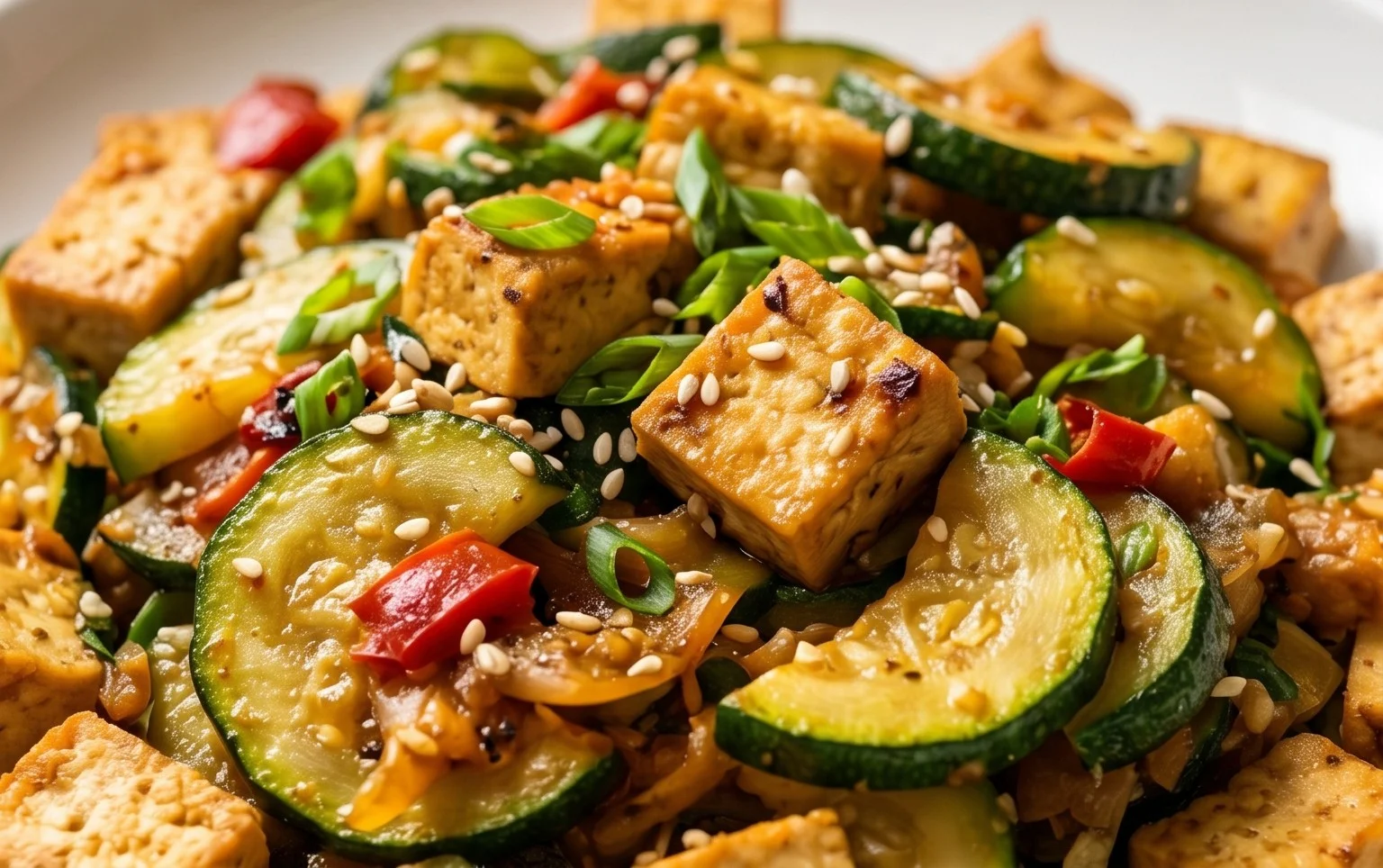 Zucchini Stir Fry With Tofu (Vegan)