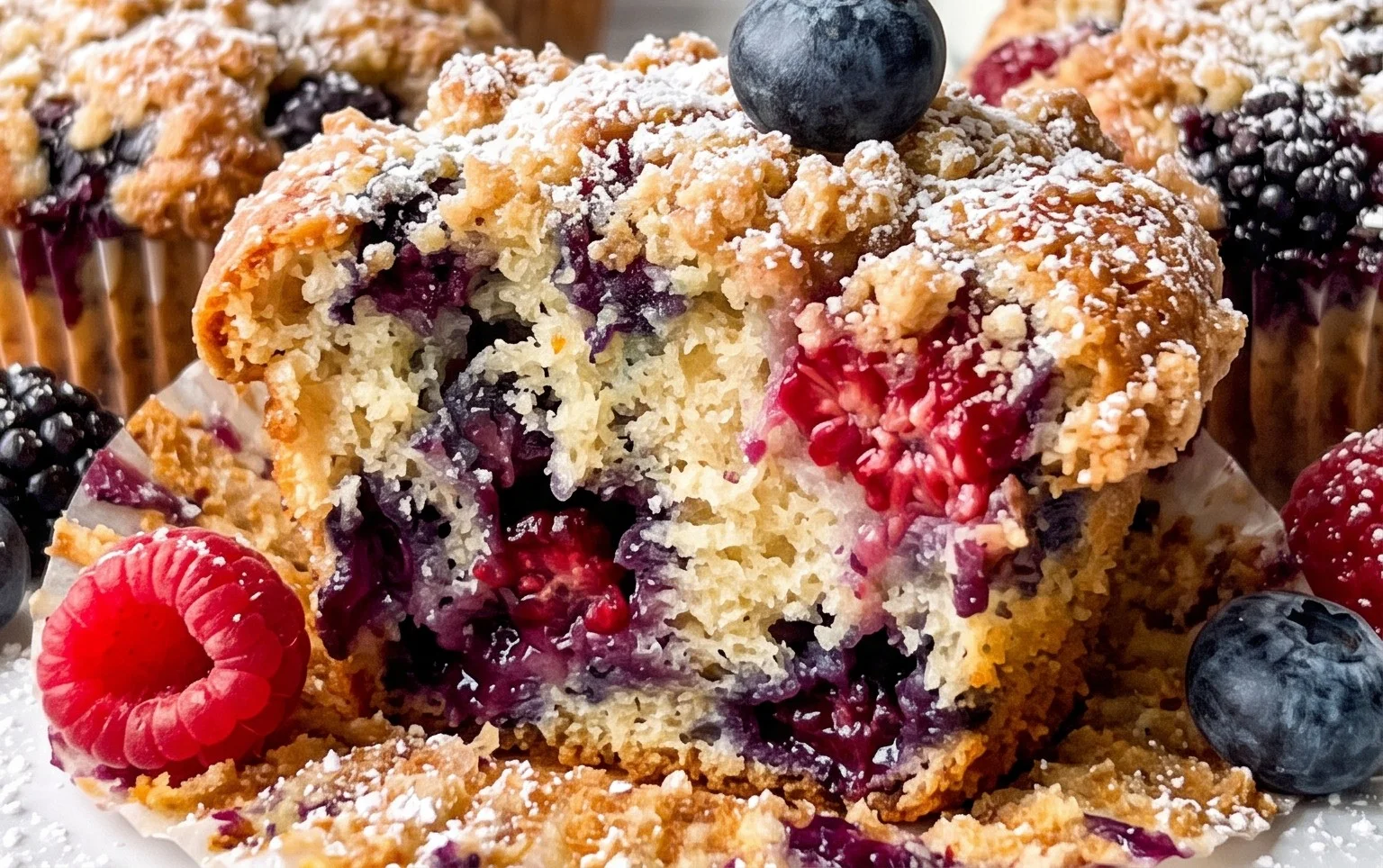 Bakery Style Mixed Berry Muffins | with Frozen Berries