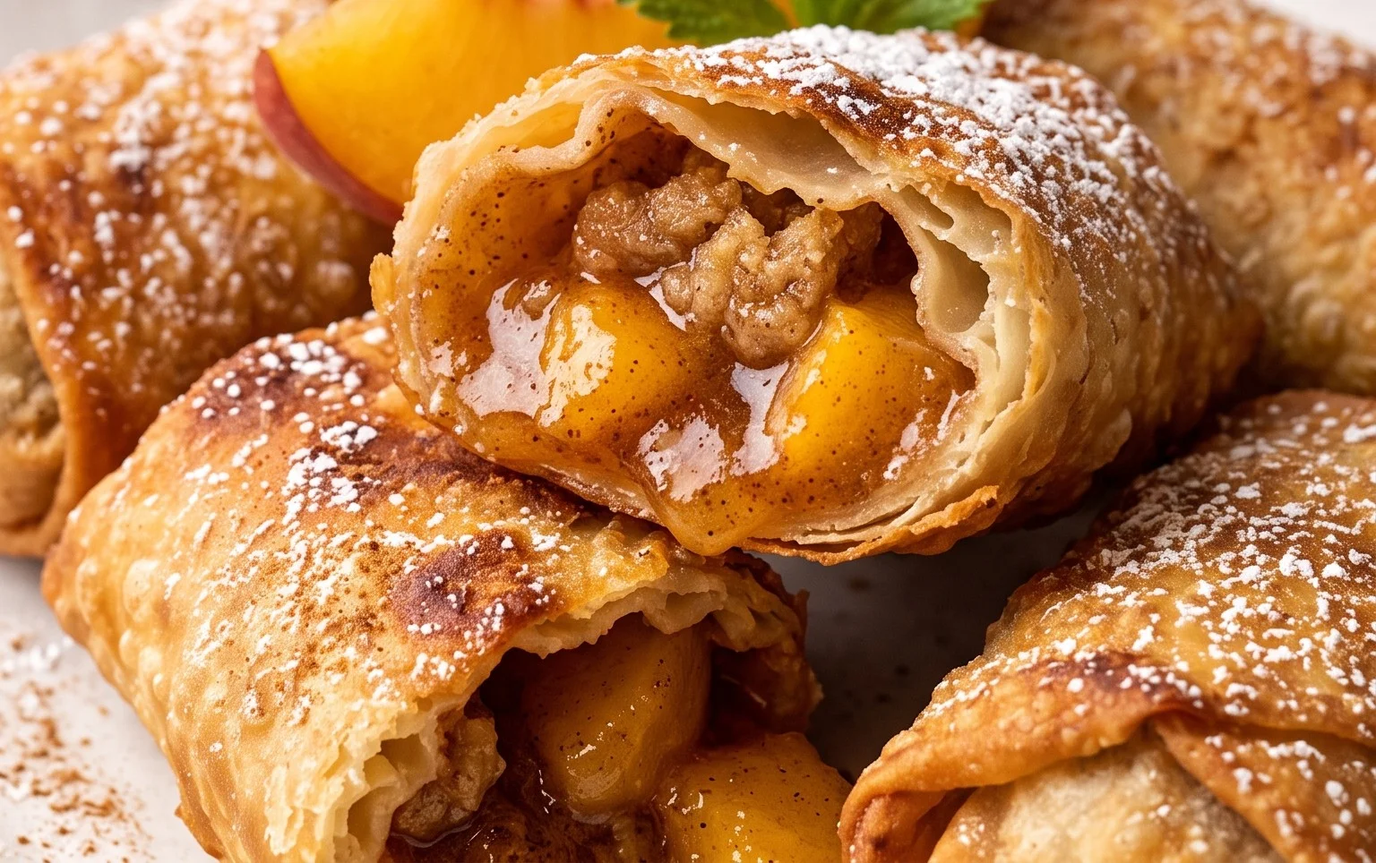 Peach Cobbler Egg Rolls