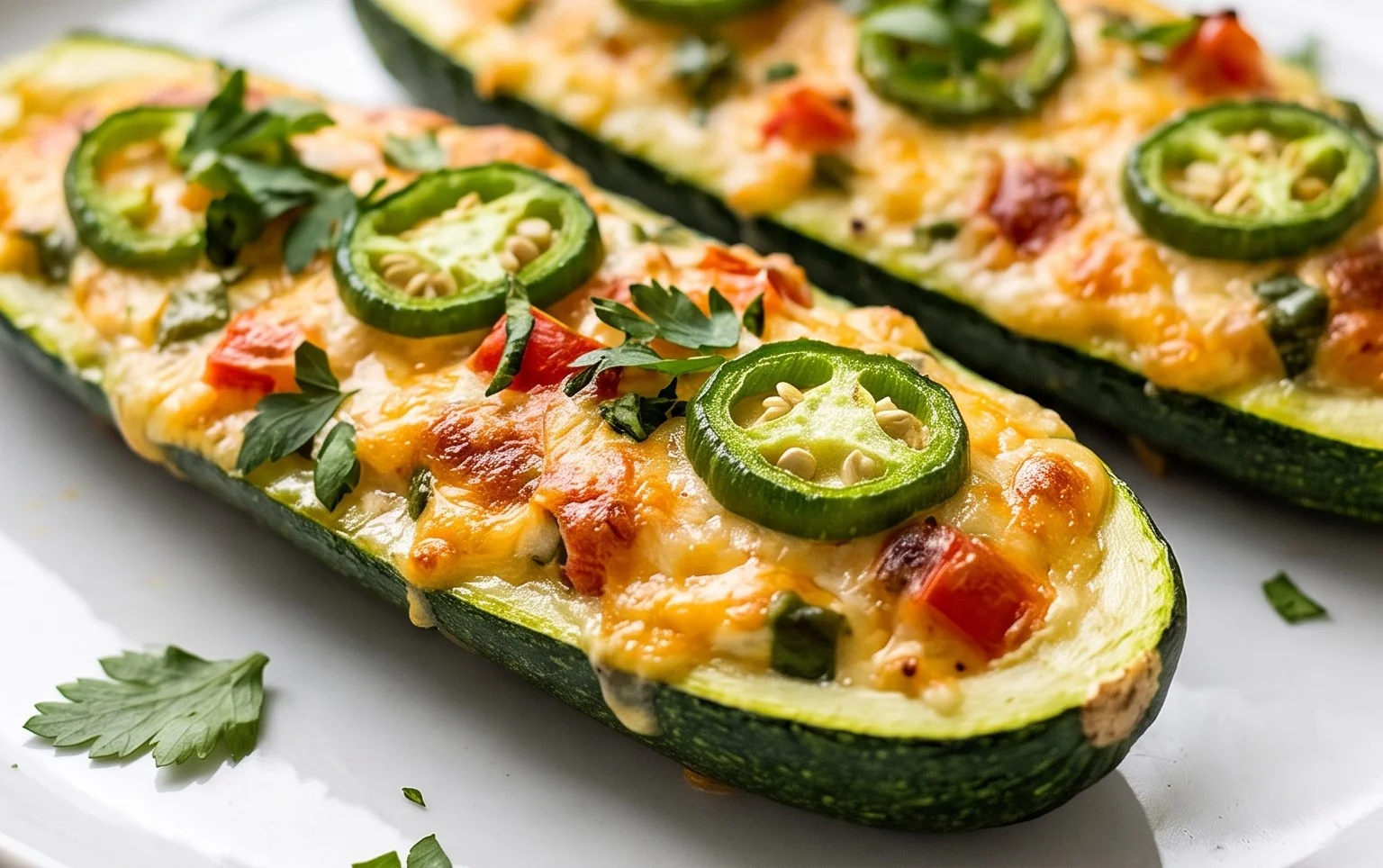 Jalapeno Popper Zucchini Boats