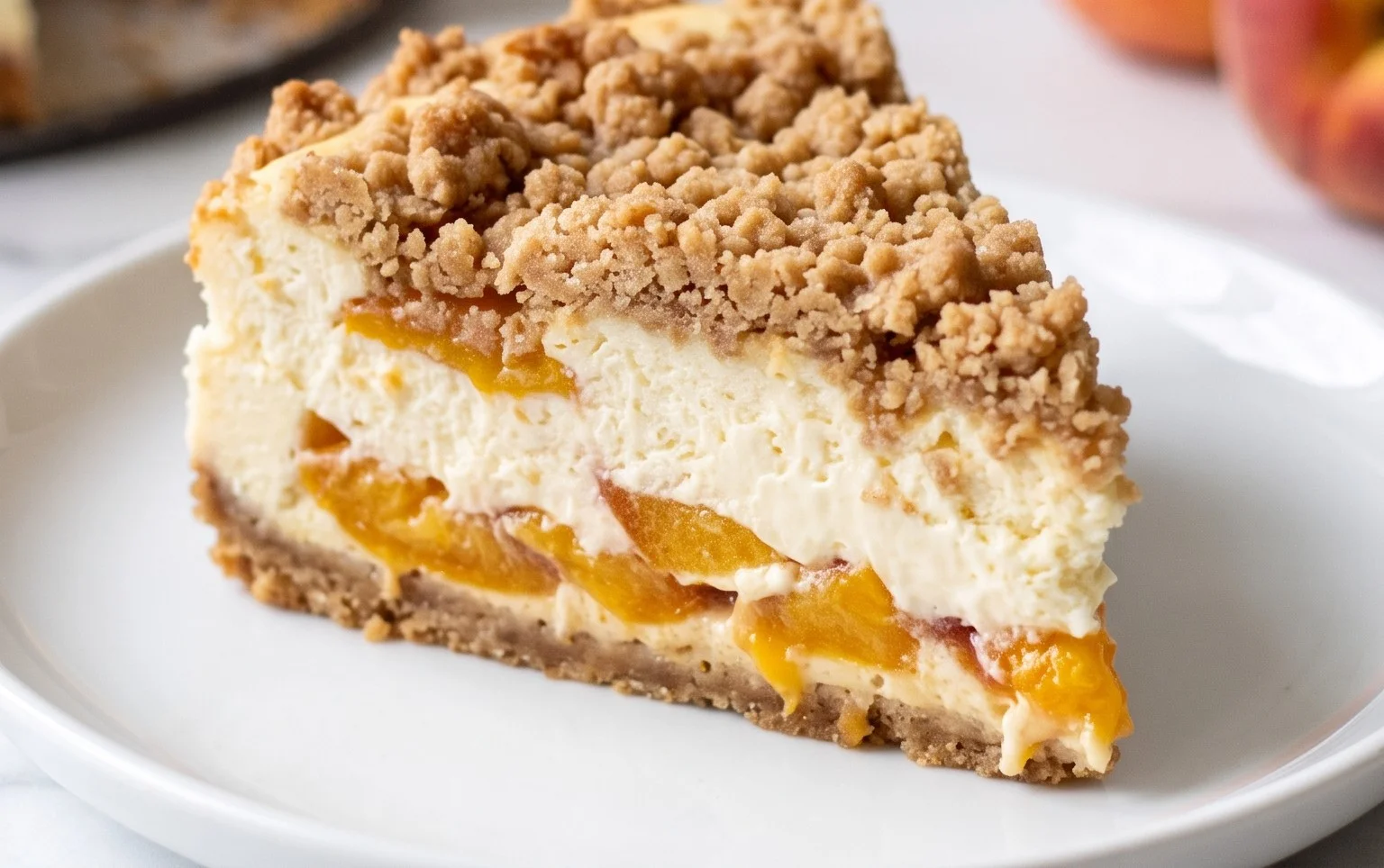 Peach Cream Cheese Cake with Streusel Topping