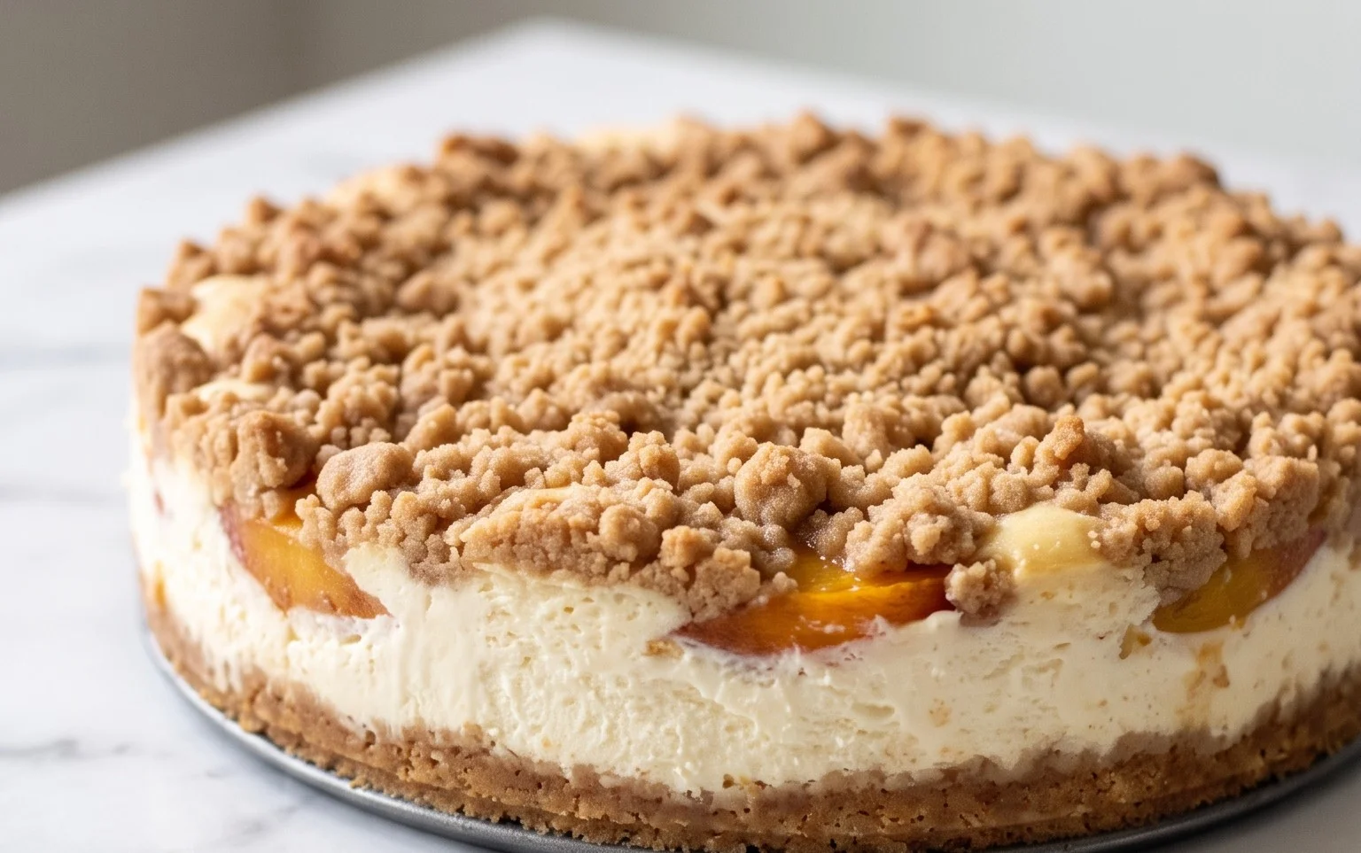 Peach Cream Cheese Cake with Streusel Topping