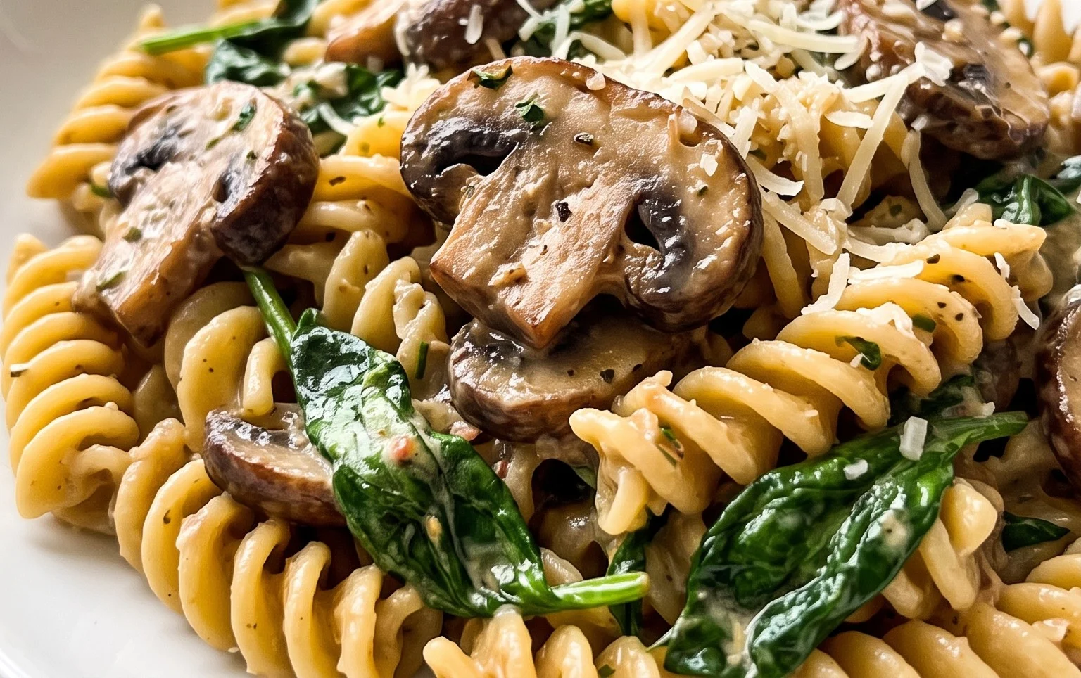Parmesan Spinach Mushroom Pasta Skillet