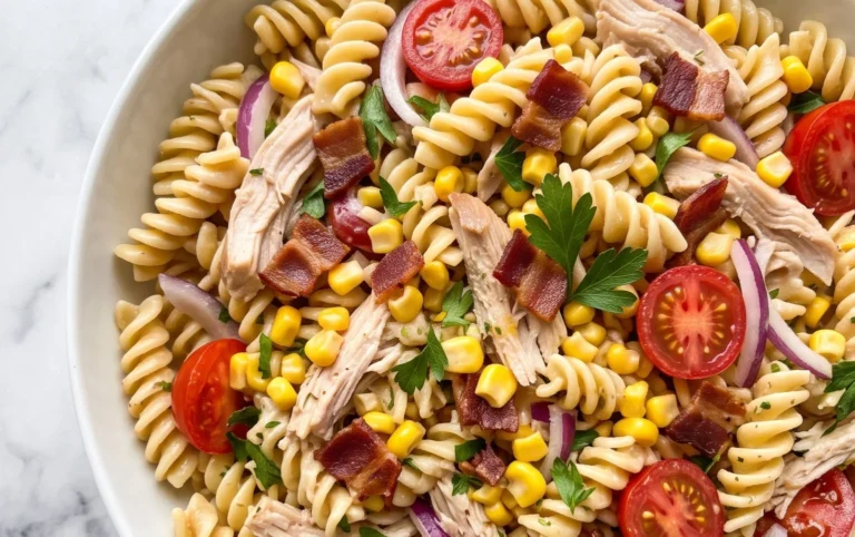 Chicken and Corn Pasta Salad with Beef Bacon