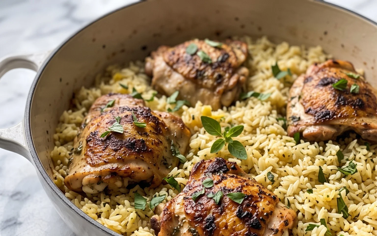 Greek Chicken and Lemon Rice (30 Minutes, One-Pot)