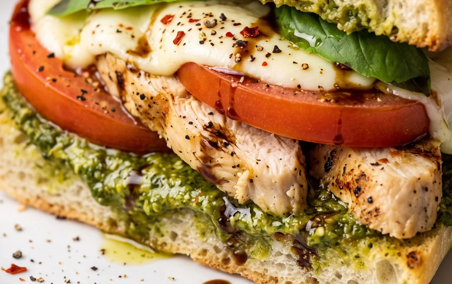 Chicken Pesto Caprese Sandwich