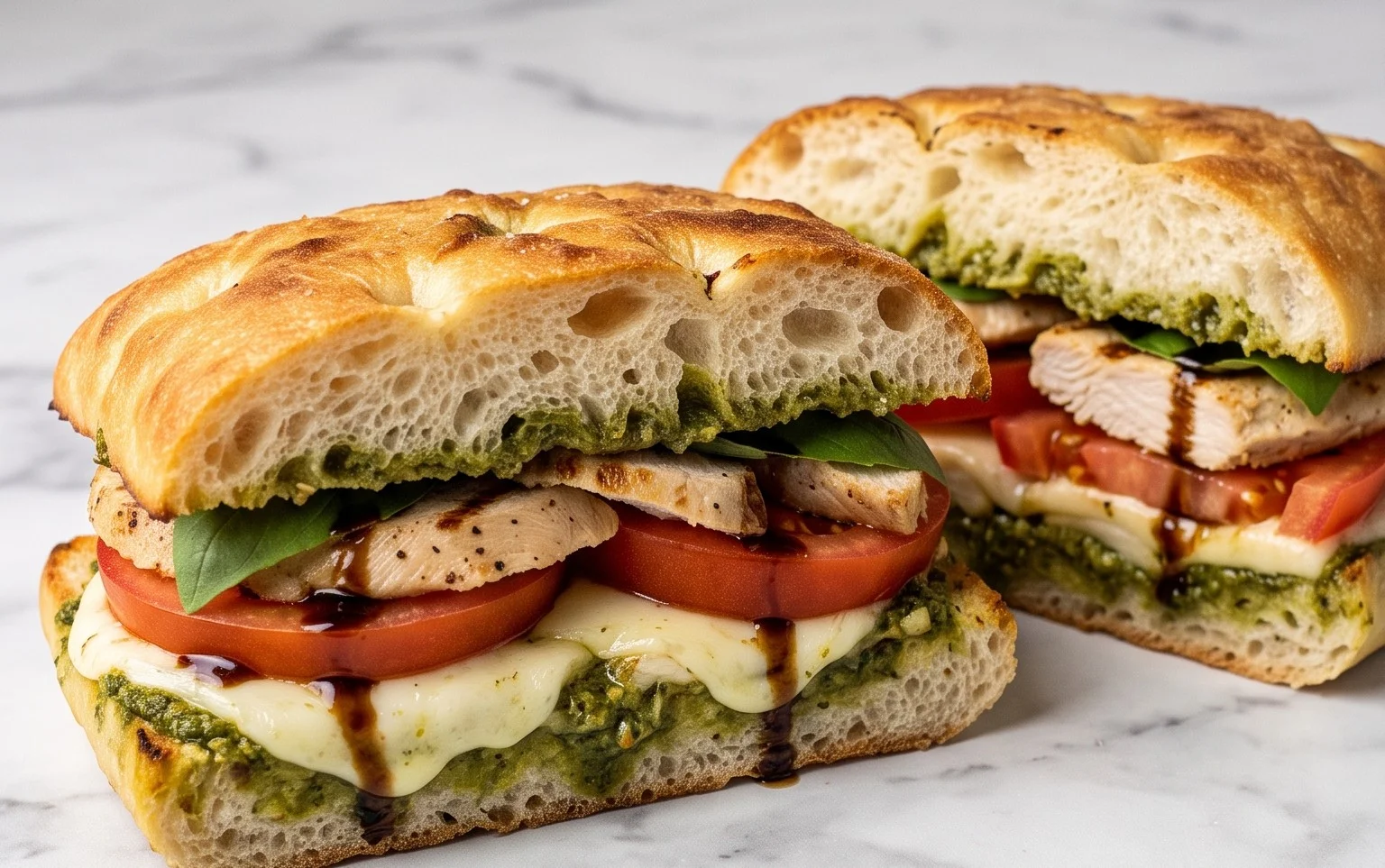 Chicken Pesto Caprese Sandwich